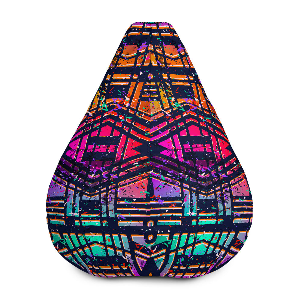 Ethnic Aztec Grunge Trippy Print Bean Bag Cover