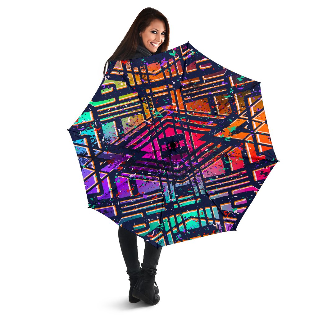 Ethnic Aztec Grunge Trippy Print Foldable Umbrella