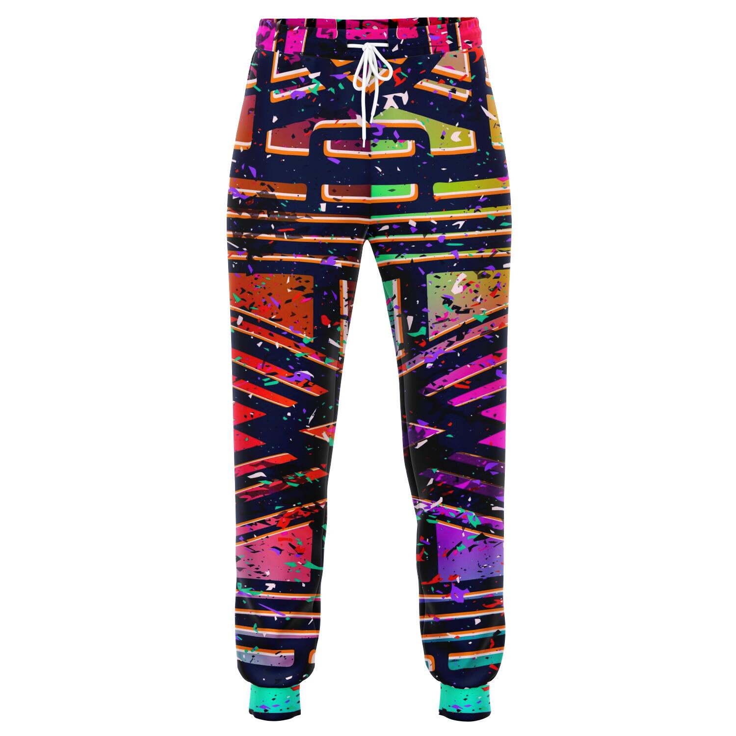 Ethnic Aztec Grunge Trippy Print Jogger Pants