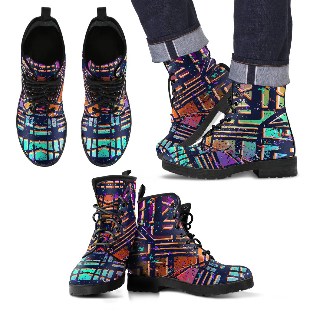 Ethnic Aztec Grunge Trippy Print Men's Boots