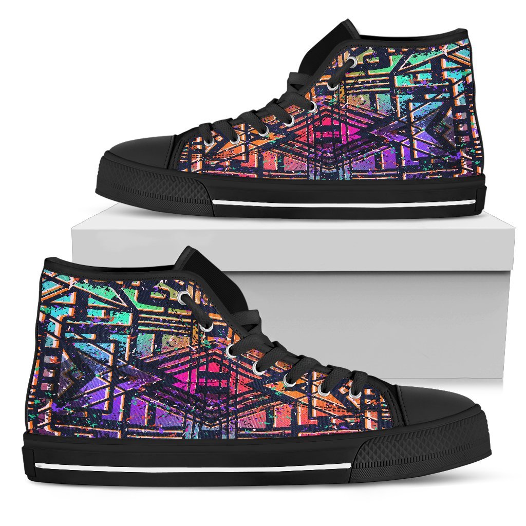 Ethnic Aztec Grunge Trippy Print Men's High Top Shoes