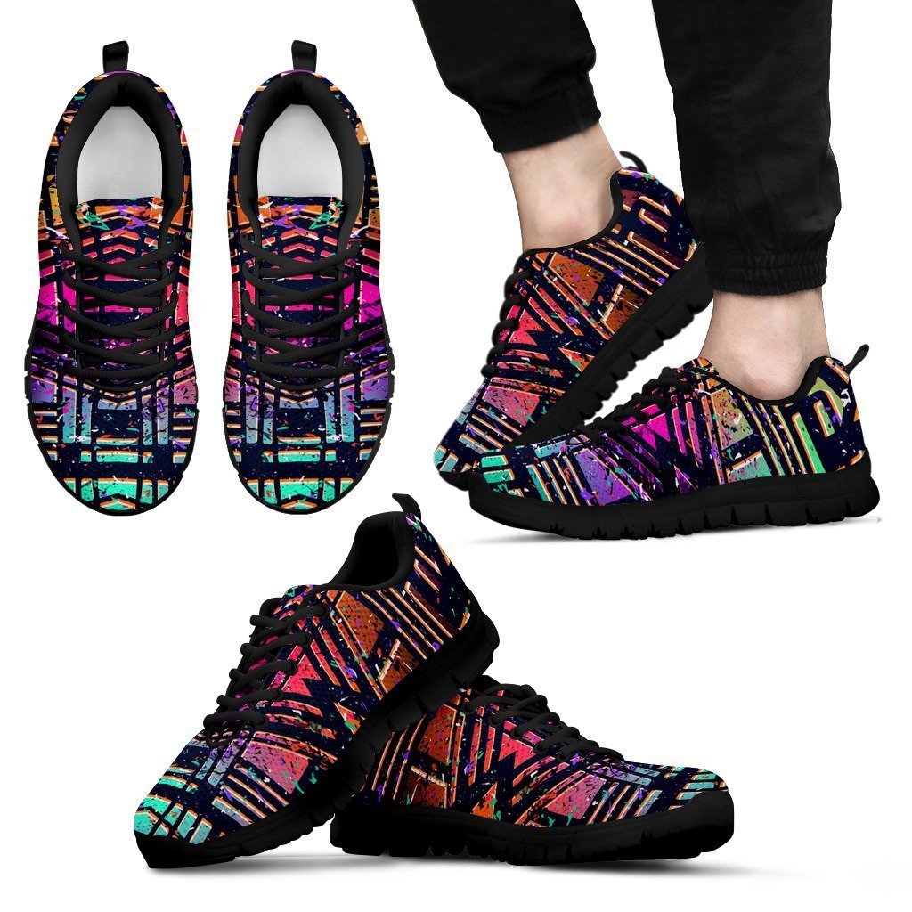 Ethnic Aztec Grunge Trippy Print Men's Sneakers