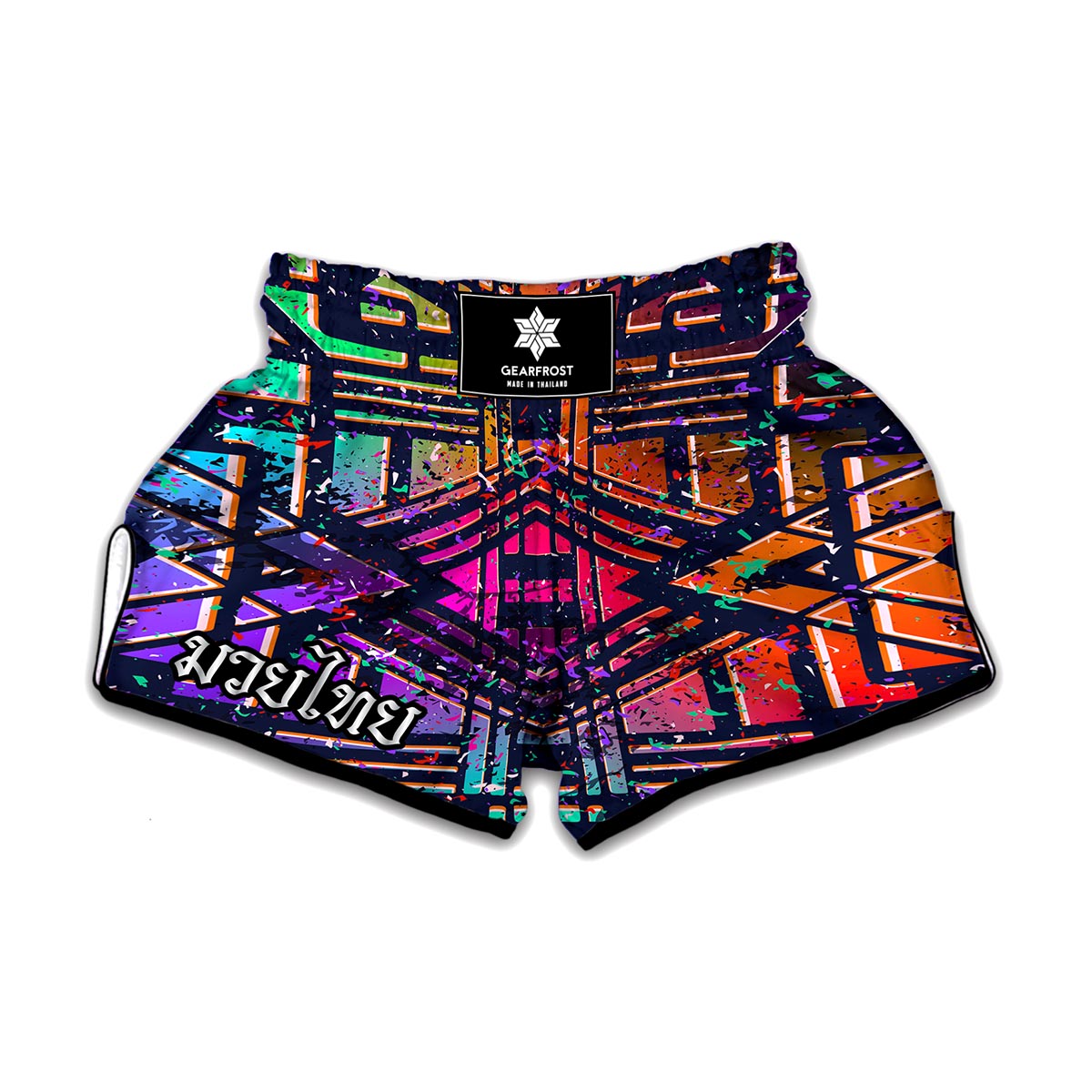 Ethnic Aztec Grunge Trippy Print Muay Thai Boxing Shorts