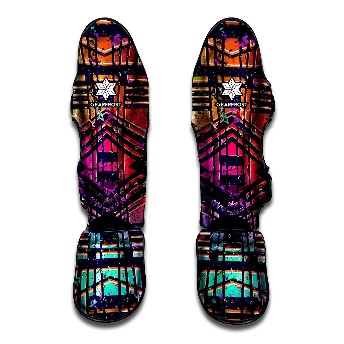 Ethnic Aztec Grunge Trippy Print Muay Thai Shin Guards