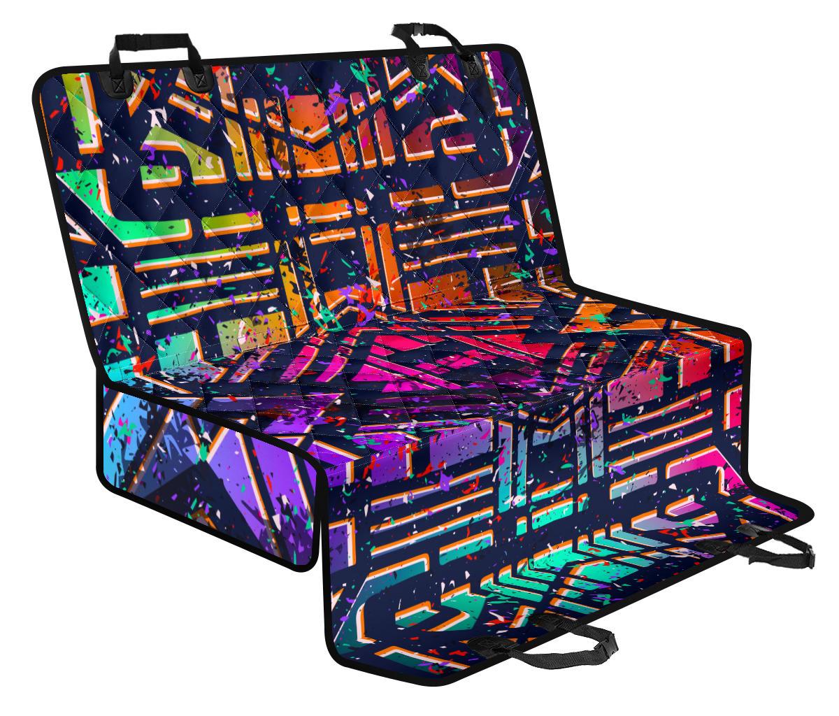 Ethnic Aztec Grunge Trippy Print Pet Car Back Seat Cover