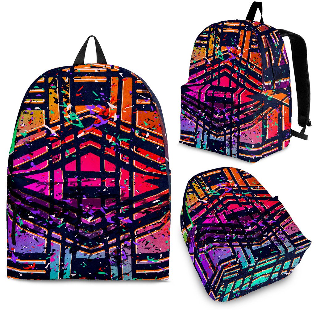 Ethnic Aztec Grunge Trippy Print School Backpack