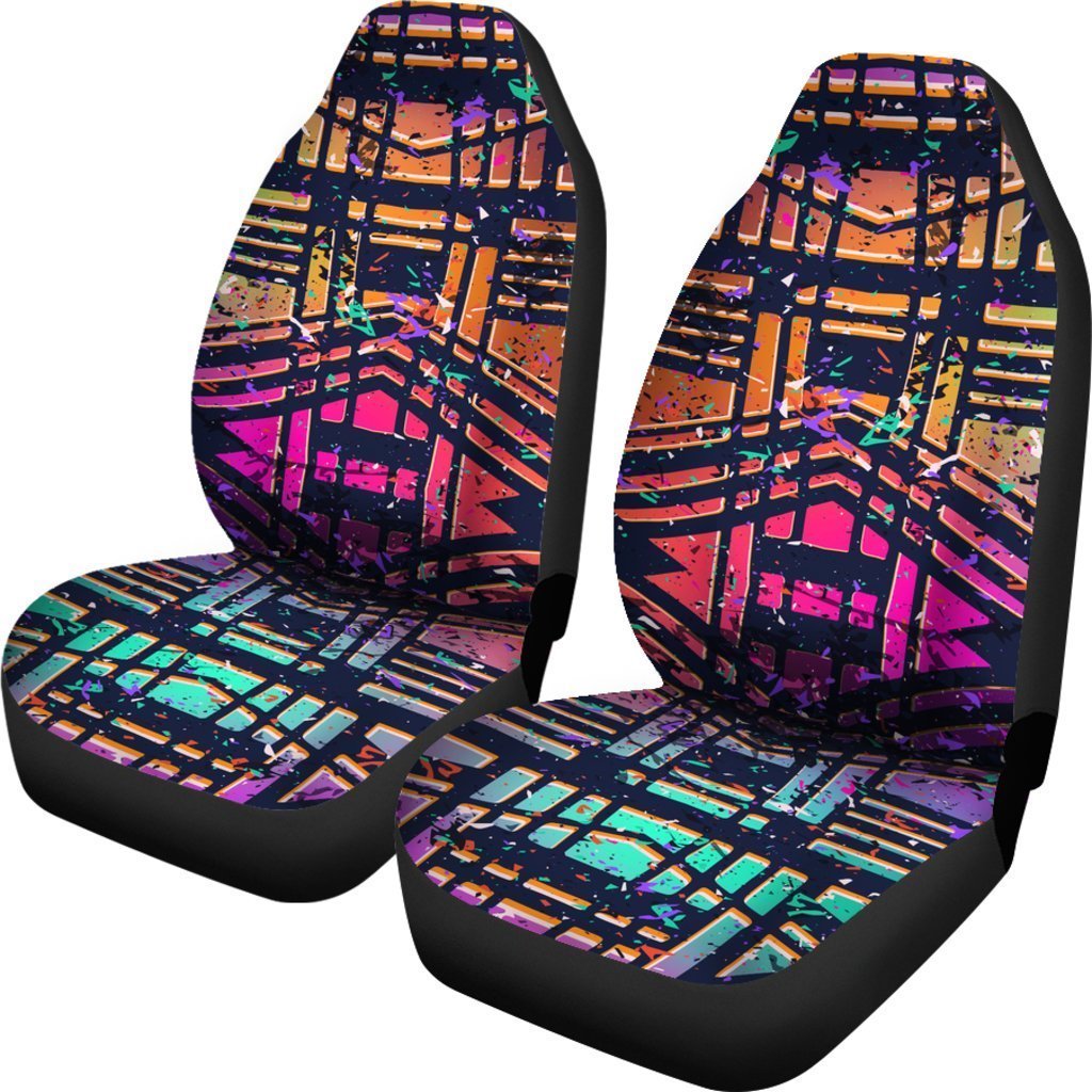 Ethnic Aztec Grunge Trippy Print Universal Fit Car Seat Covers