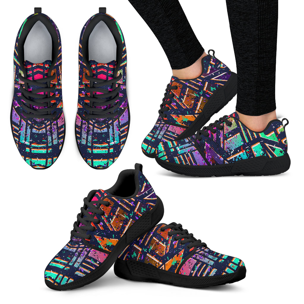 Ethnic Aztec Grunge Trippy Print Women's Athletic Shoes