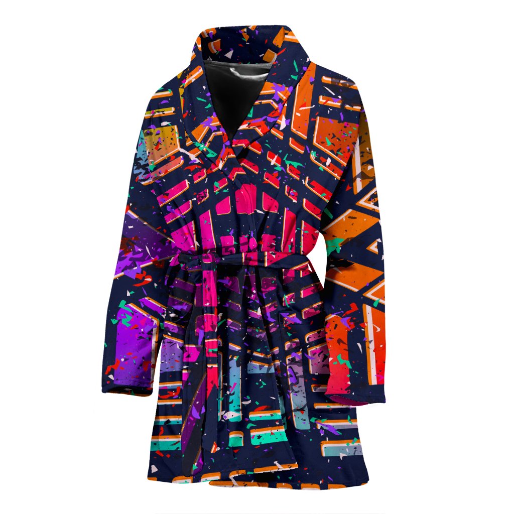 Ethnic Aztec Grunge Trippy Print Women's Bathrobe