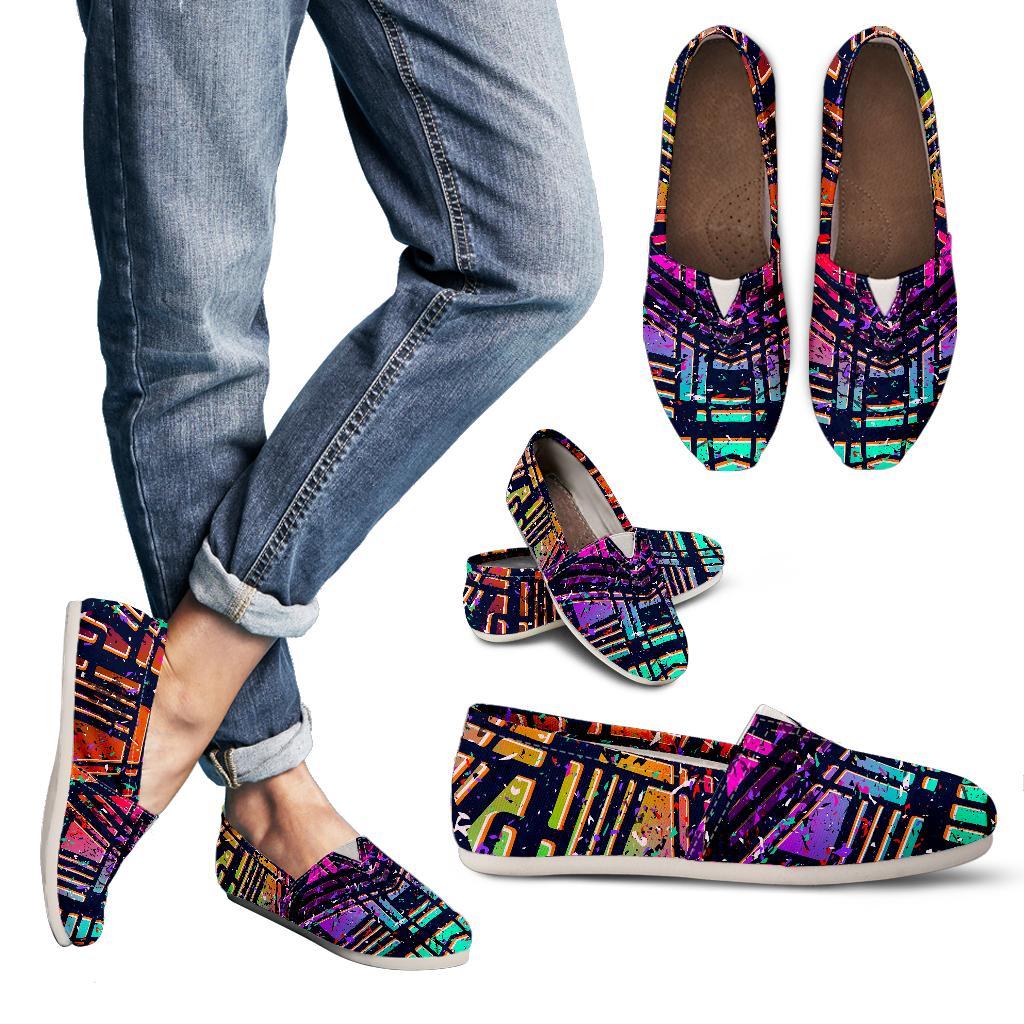 Ethnic Aztec Grunge Trippy Print Women's Casual Canvas Shoes