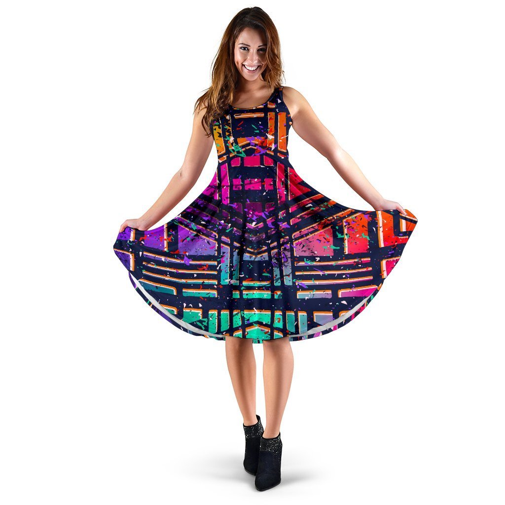Ethnic Aztec Grunge Trippy Print Women's Dress