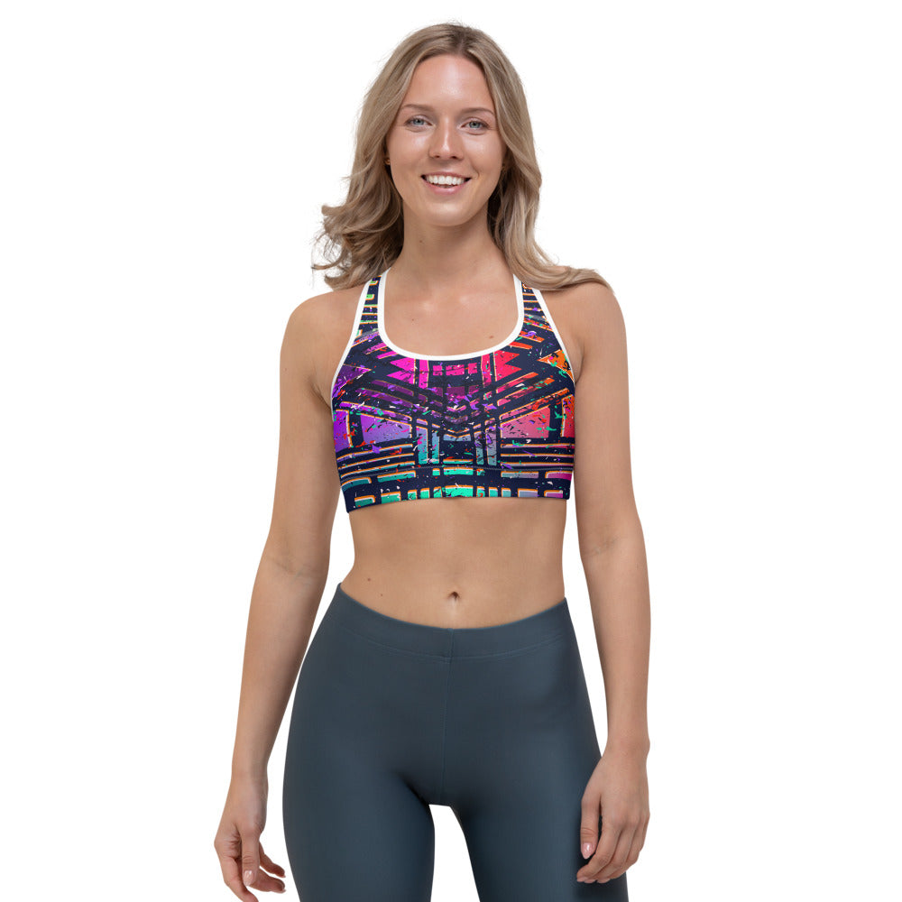 Ethnic Aztec Grunge Trippy Print Women's Sports Bra