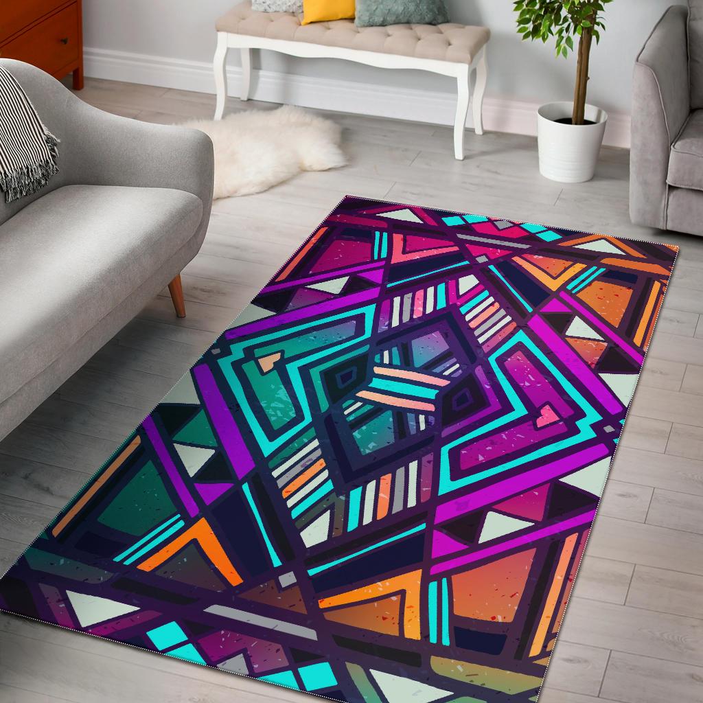 Ethnic Aztec Trippy Print Area Rug