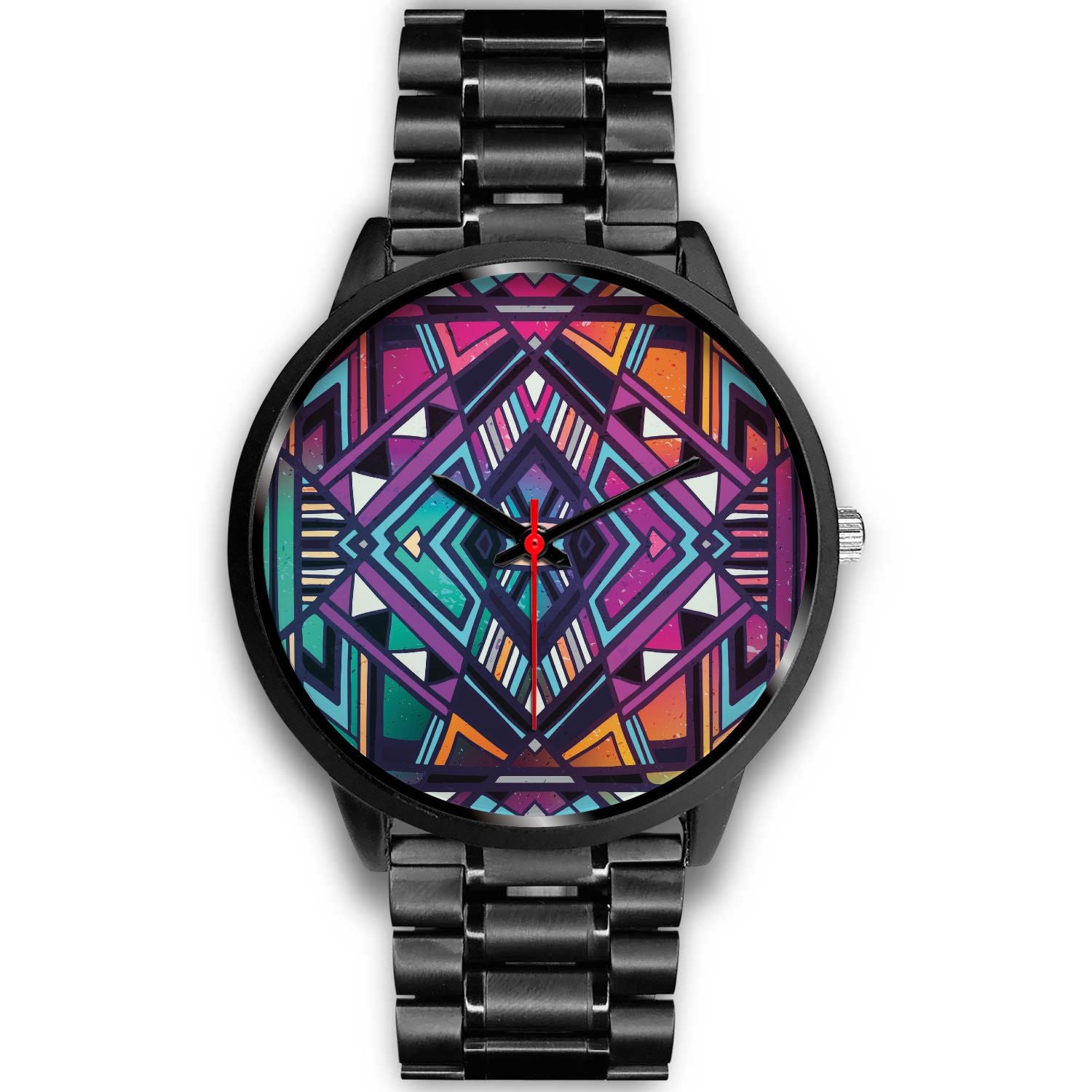 Ethnic Aztec Trippy Print Black Watch