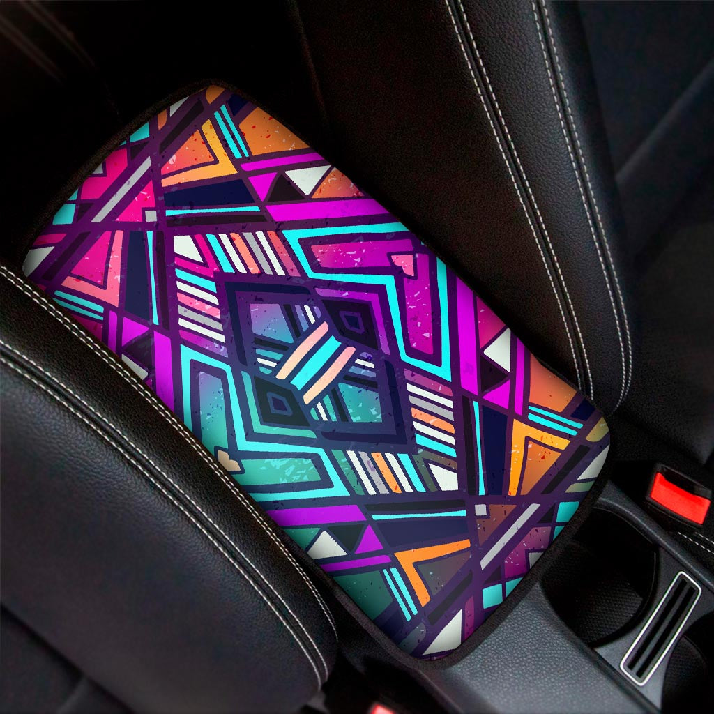 Ethnic Aztec Trippy Print Car Center Console Cover