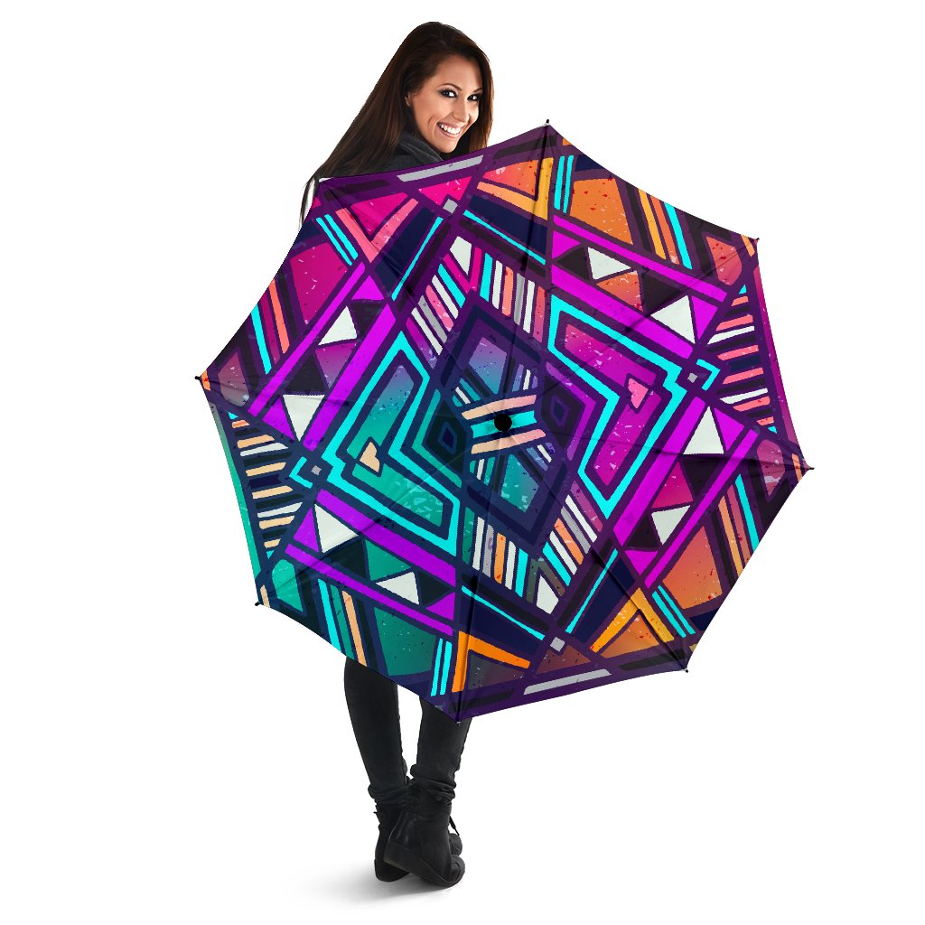 Ethnic Aztec Trippy Print Foldable Umbrella