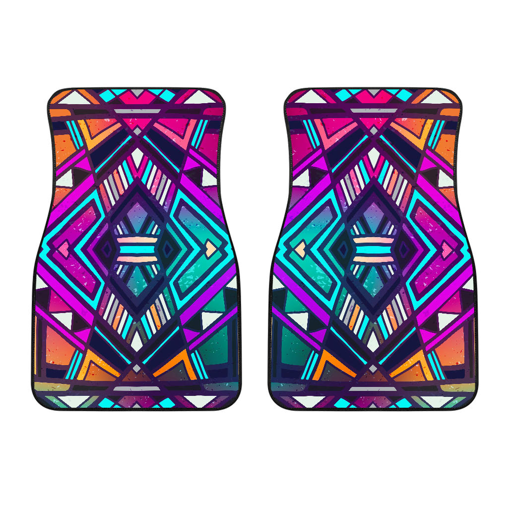 Ethnic Aztec Trippy Print Front Car Floor Mats