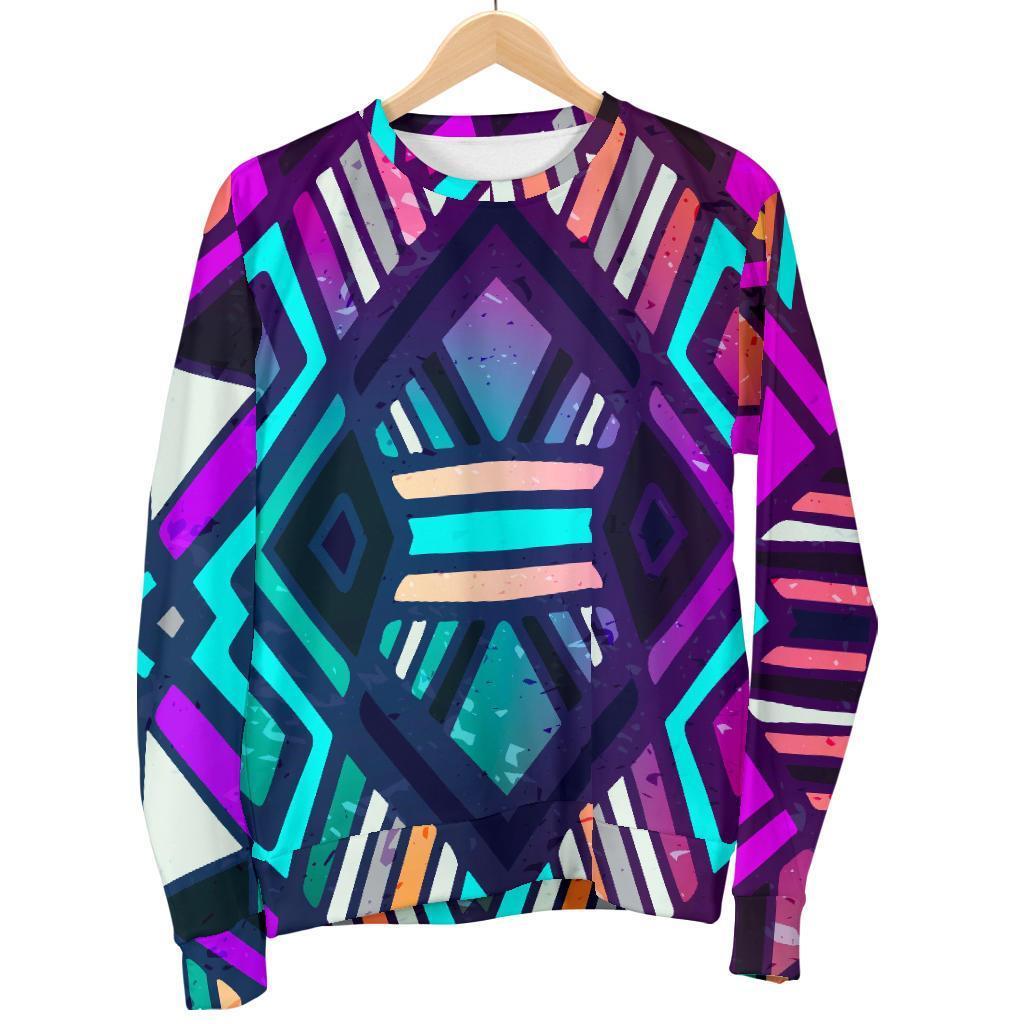 Ethnic Aztec Trippy Print Men's Crewneck Sweatshirt