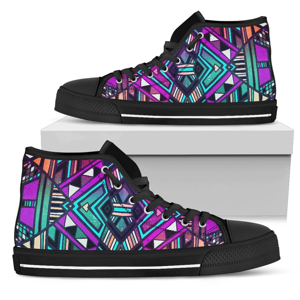 Ethnic Aztec Trippy Print Men's High Top Shoes