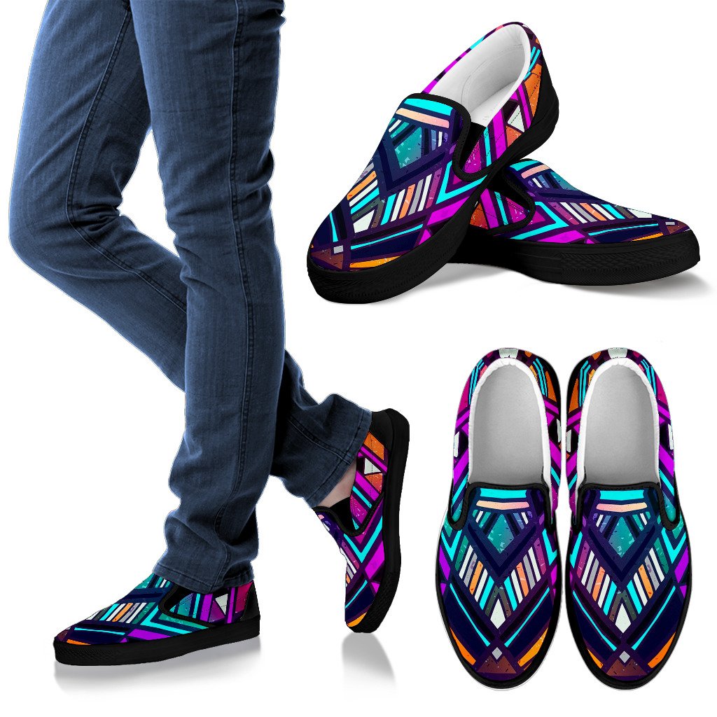 Ethnic Aztec Trippy Print Men's Slip On Shoes