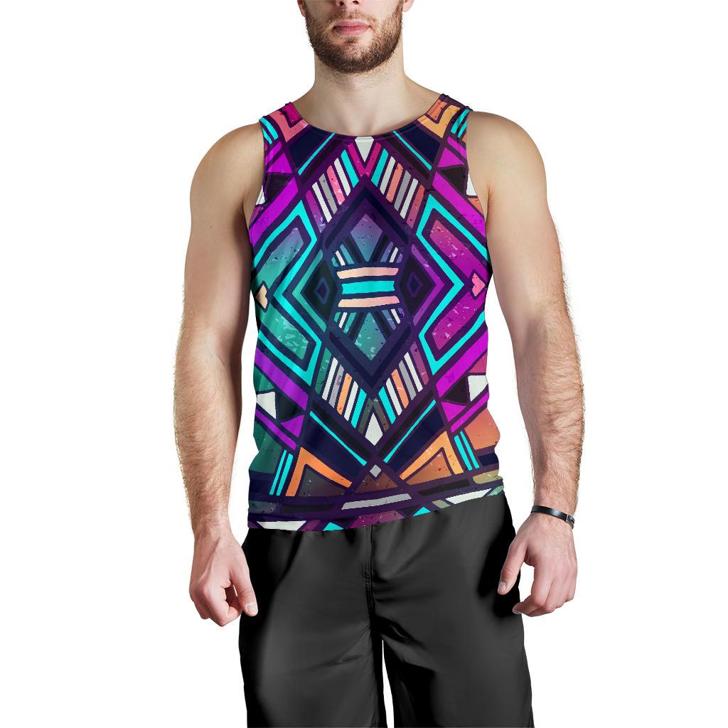 Ethnic Aztec Trippy Print Men's Tank Top