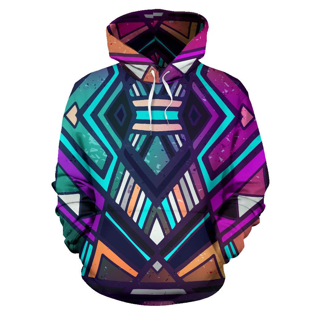 Ethnic Aztec Trippy Print Pullover Hoodie