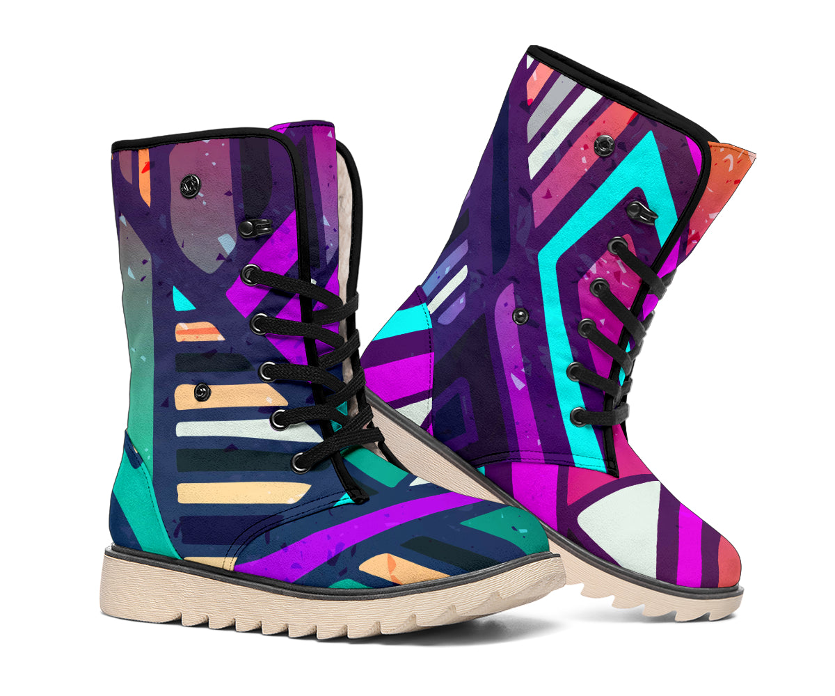 Ethnic Aztec Trippy Print Winter Boots