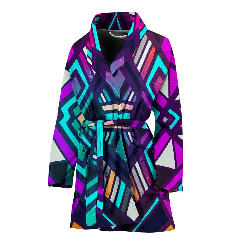 Ethnic Aztec Trippy Print Women's Bathrobe