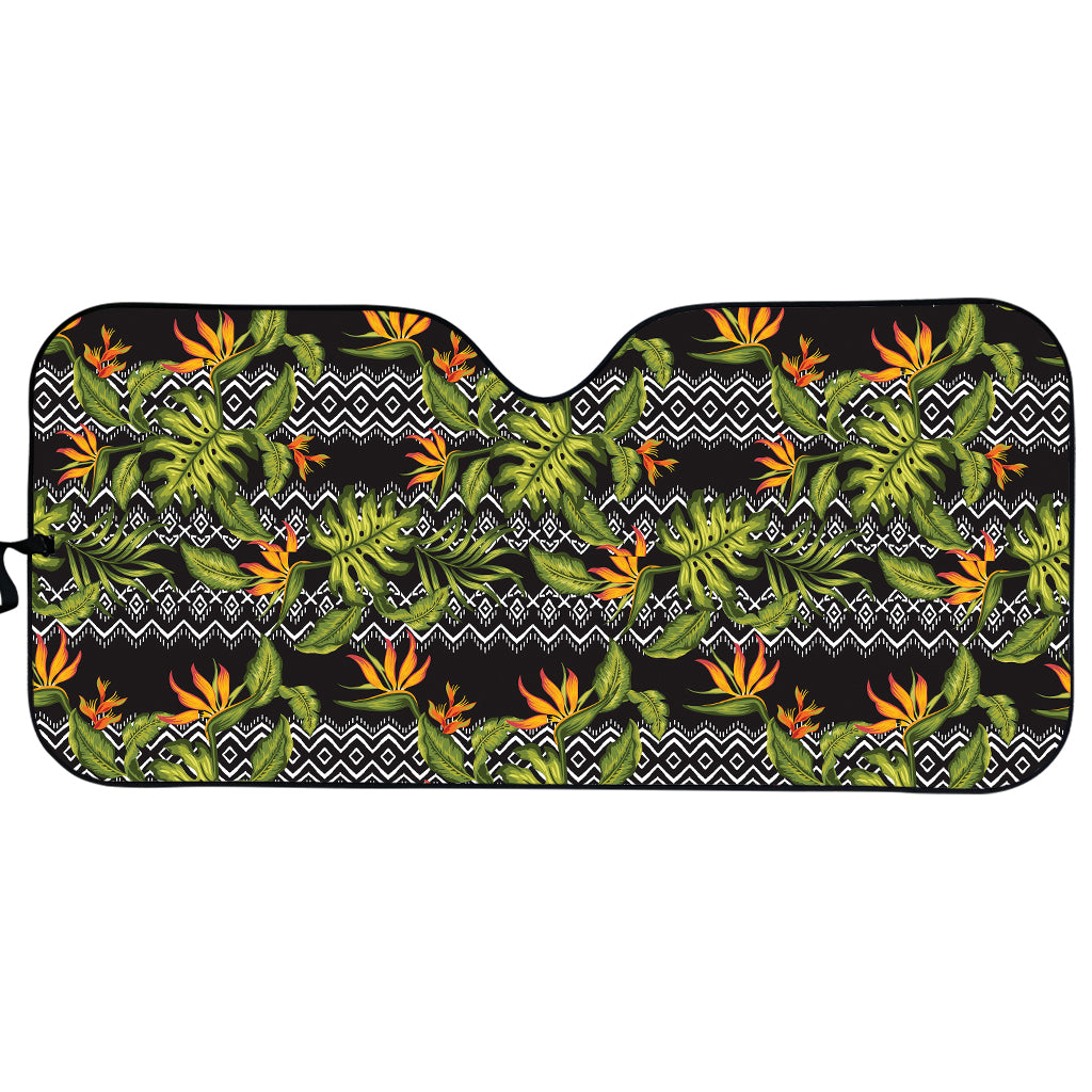 Ethnic Bird Of Paradise Pattern Print Car Sun Shade