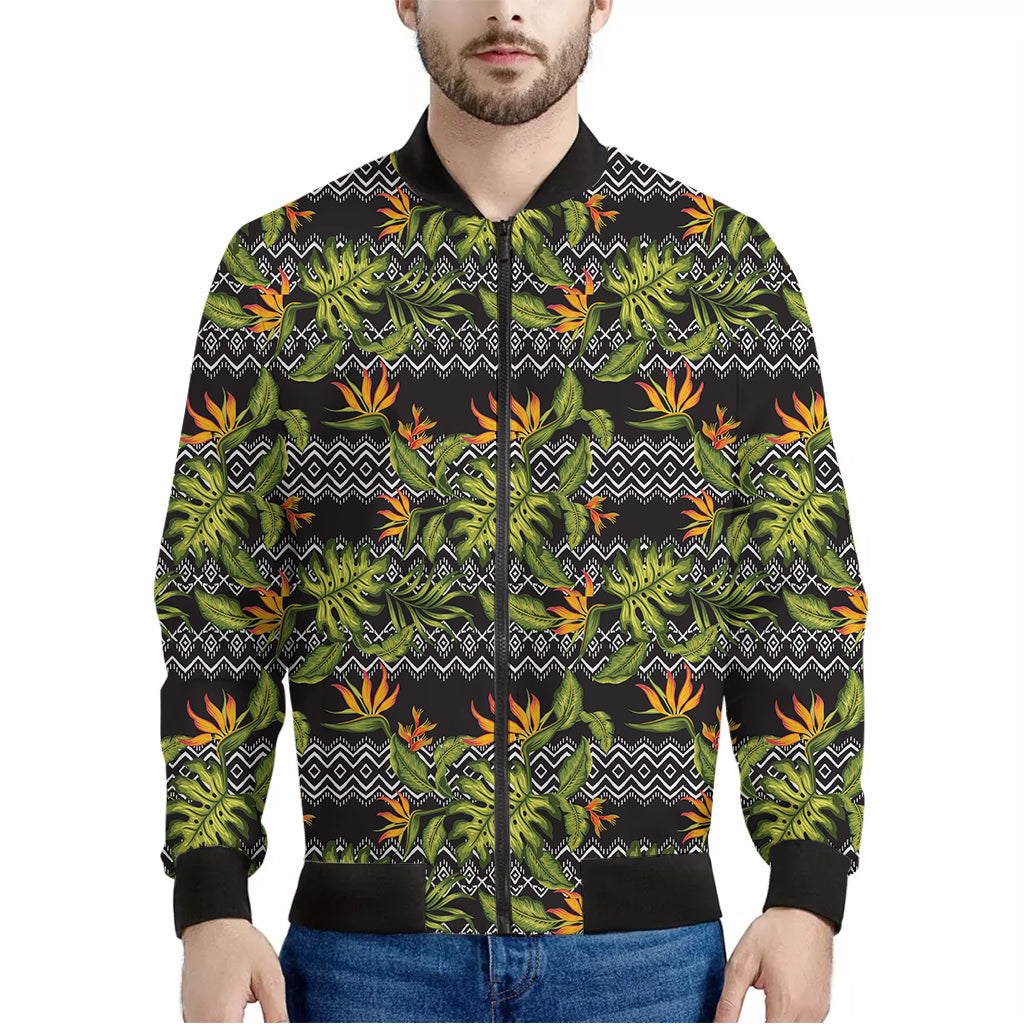 Ethnic Bird Of Paradise Pattern Print Men's Bomber Jacket