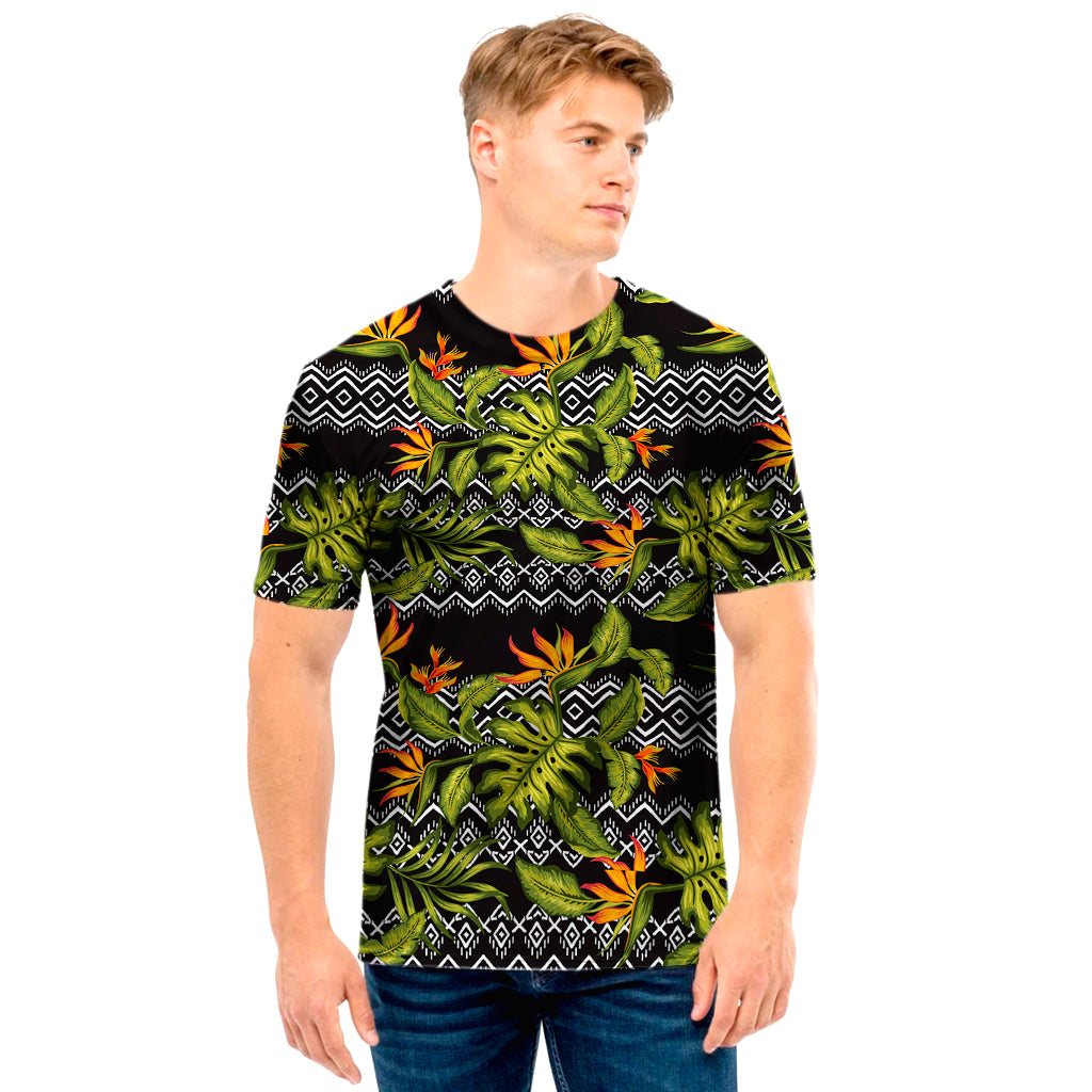 Ethnic Bird Of Paradise Pattern Print Men's T-Shirt