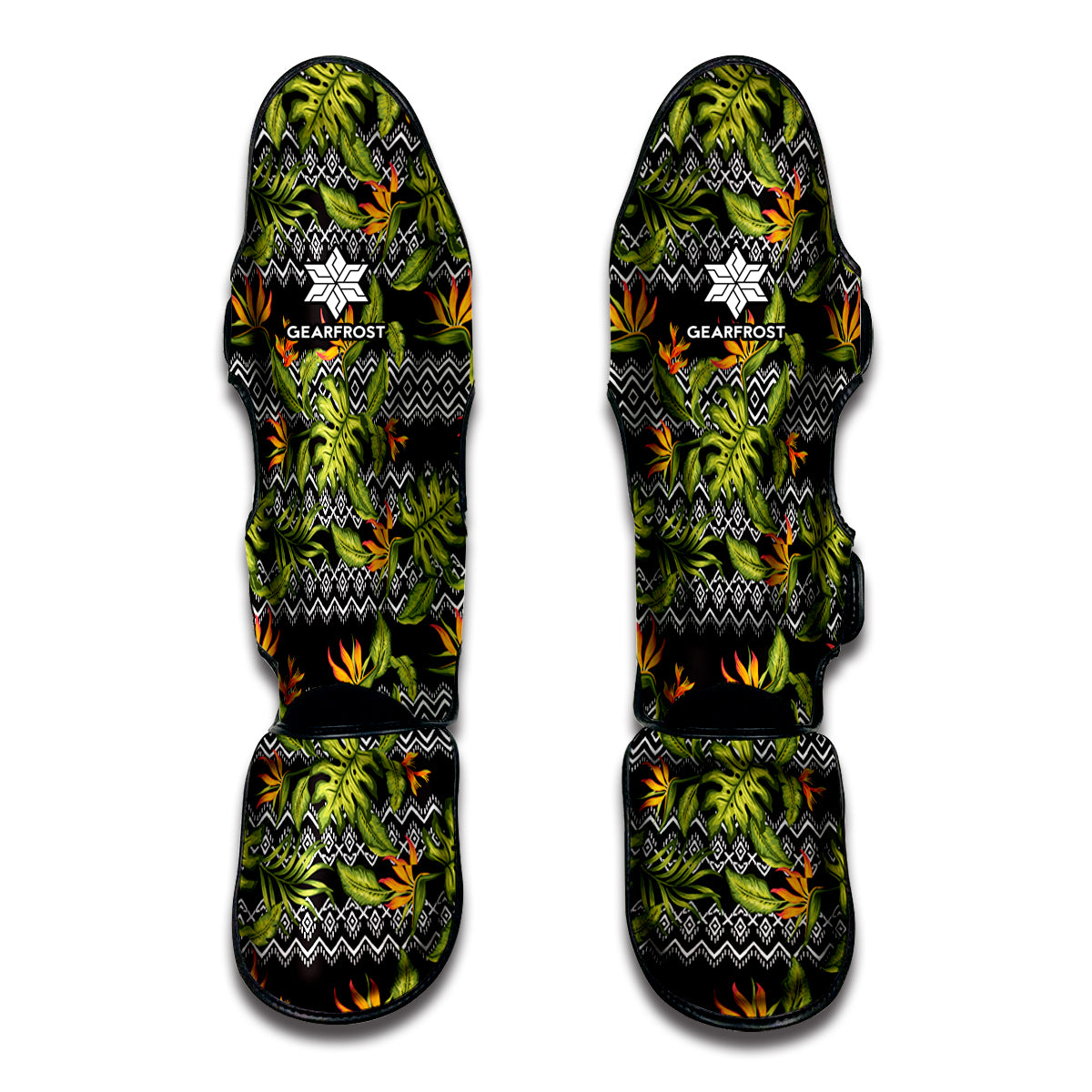 Ethnic Bird Of Paradise Pattern Print Muay Thai Shin Guards