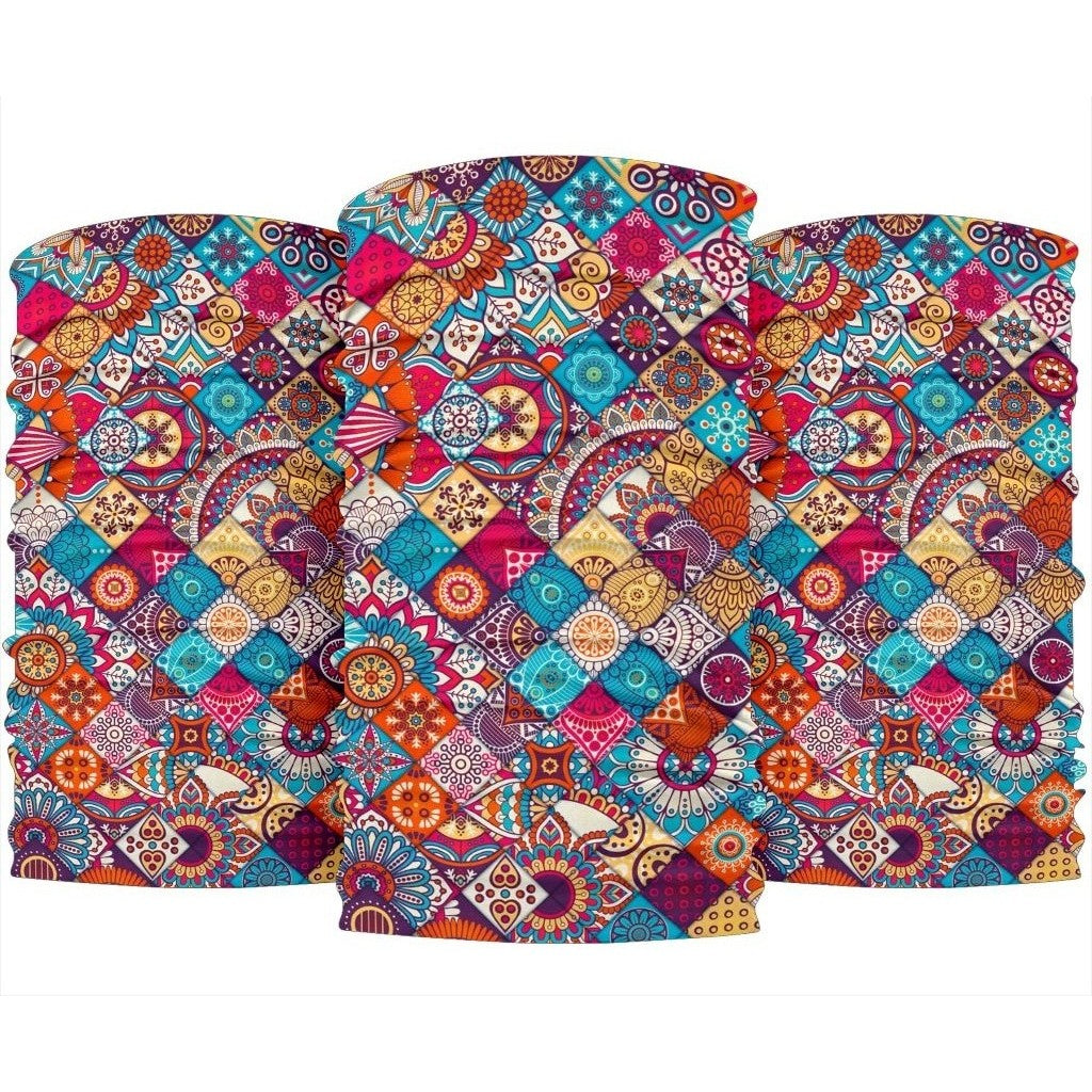 Ethnic Bohemian Mandala Pattern Print 3-Pack Bandanas