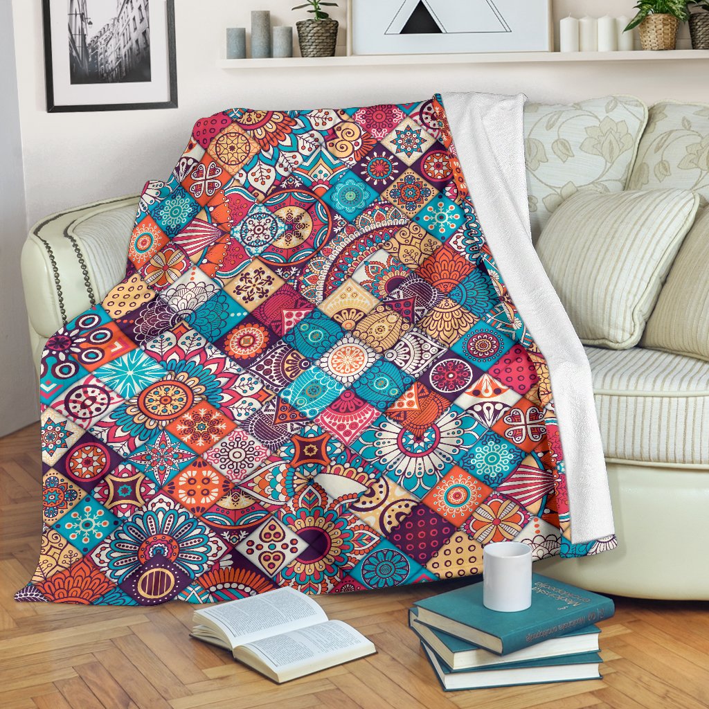 Ethnic Bohemian Mandala Pattern Print Blanket