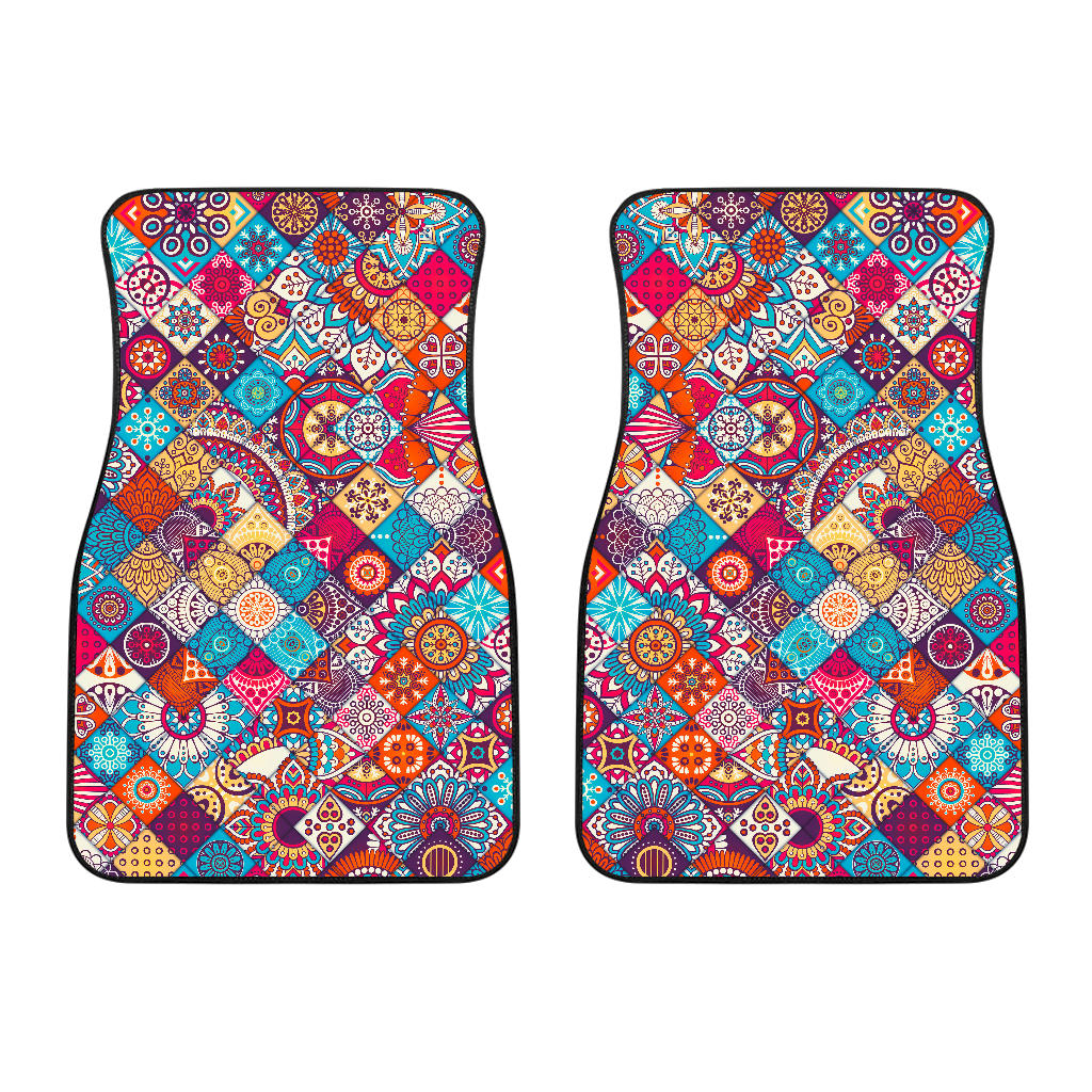 Ethnic Bohemian Mandala Pattern Print Front Car Floor Mats