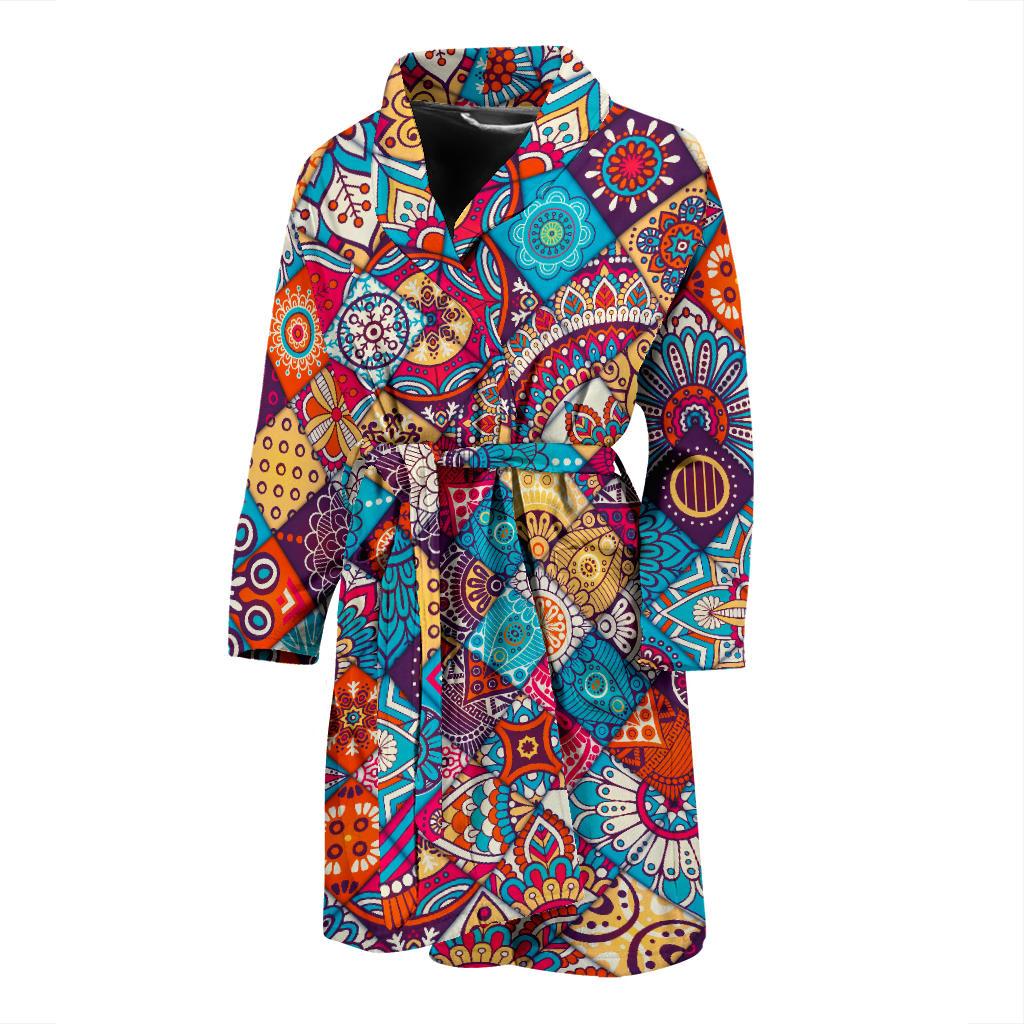 Ethnic Bohemian Mandala Pattern Print Men's Bathrobe