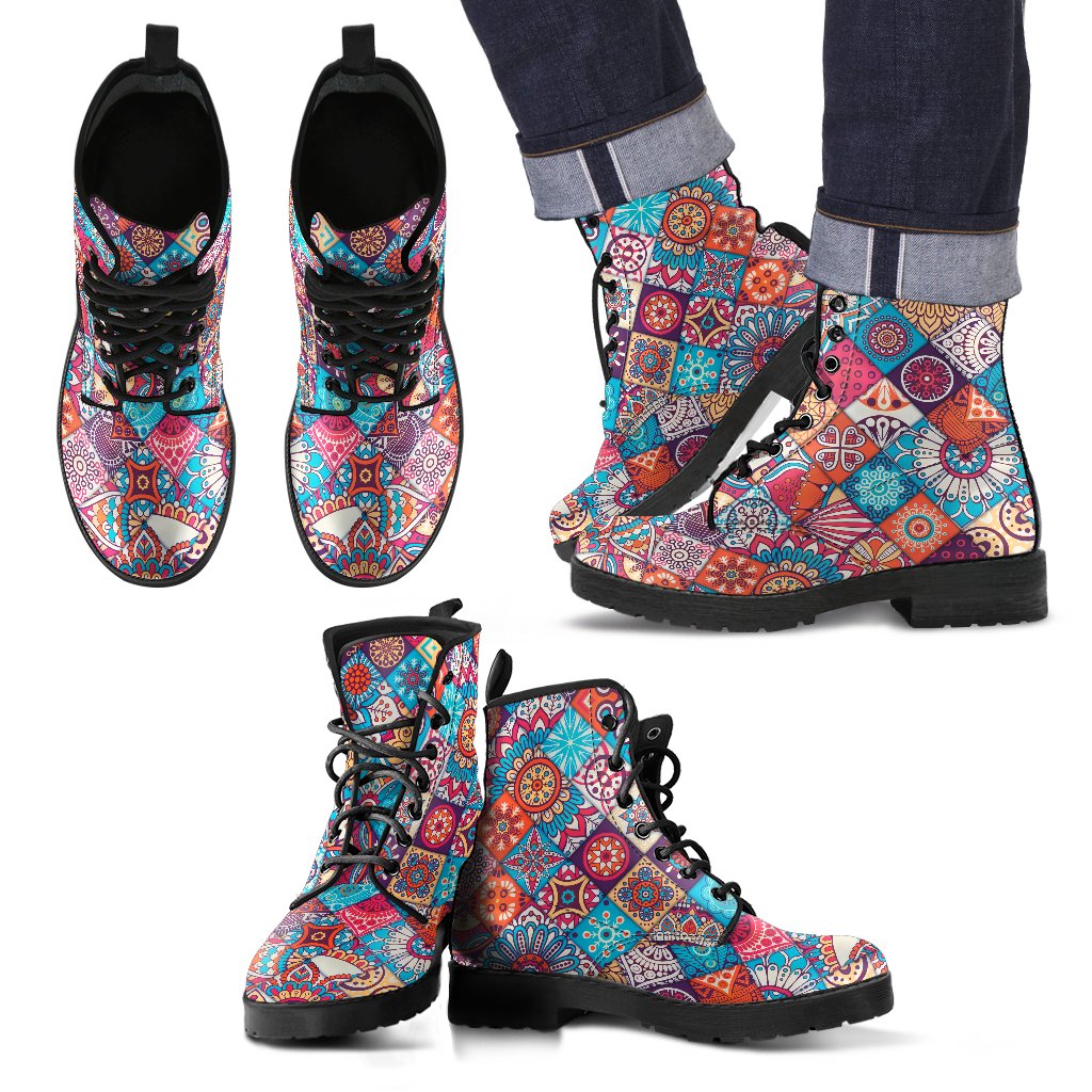 Ethnic Bohemian Mandala Pattern Print Men's Boots