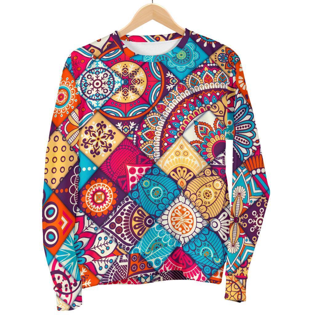 Ethnic Bohemian Mandala Pattern Print Men's Crewneck Sweatshirt