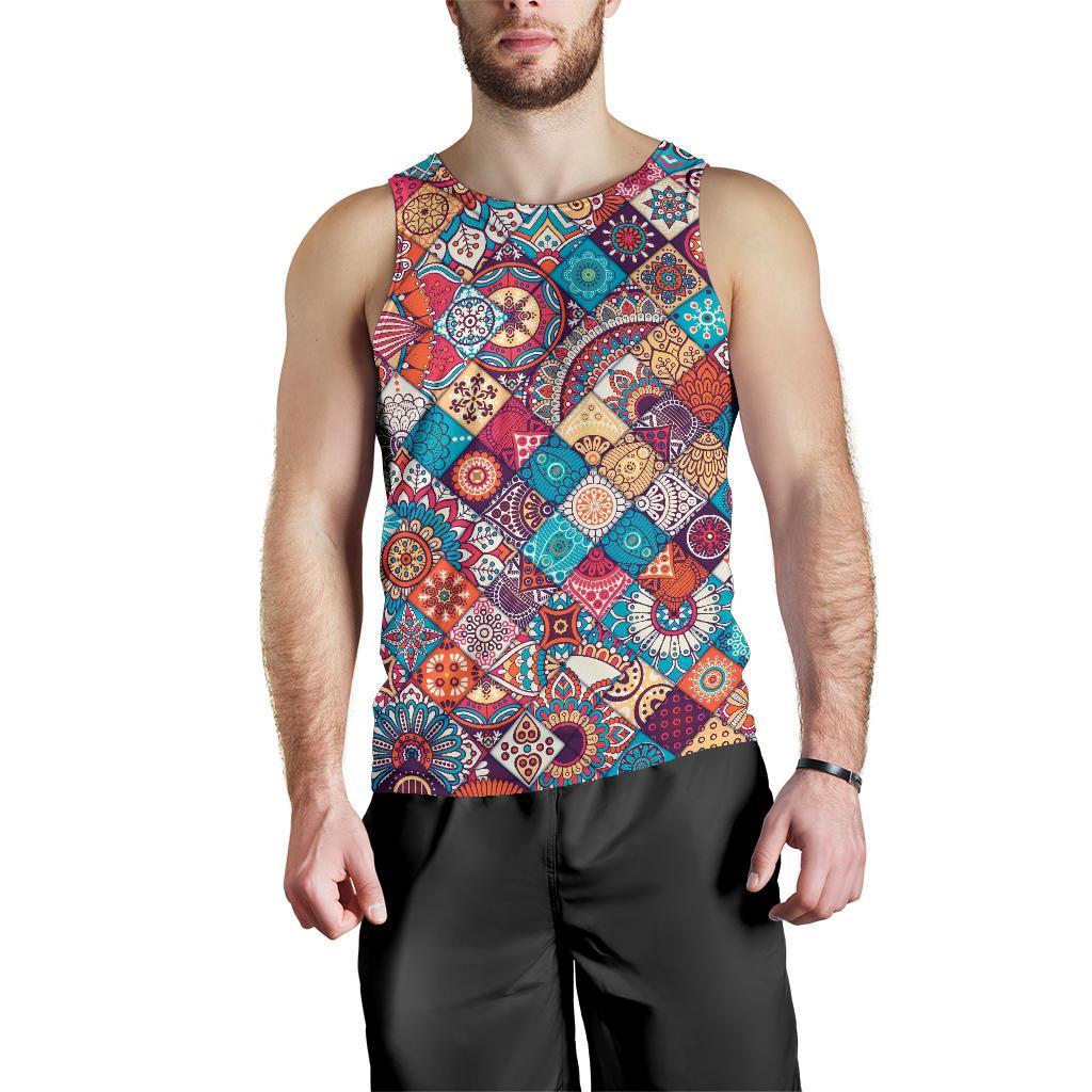 Ethnic Bohemian Mandala Pattern Print Men's Tank Top