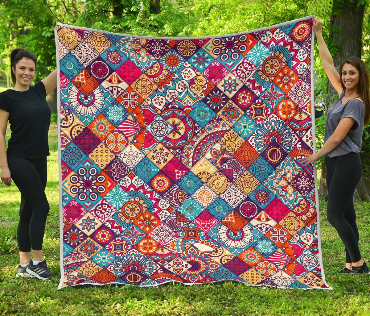 Ethnic Bohemian Mandala Pattern Print Quilt