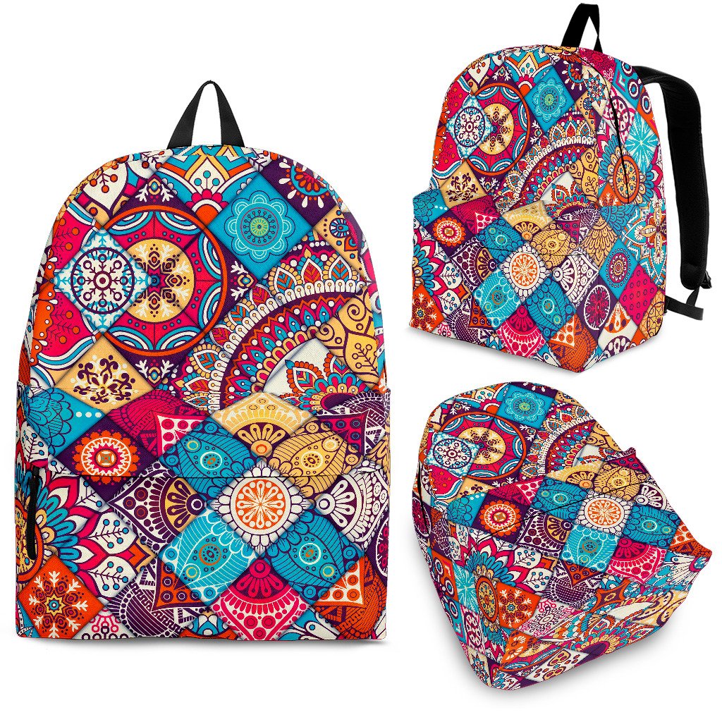 Ethnic Bohemian Mandala Pattern Print School Backpack