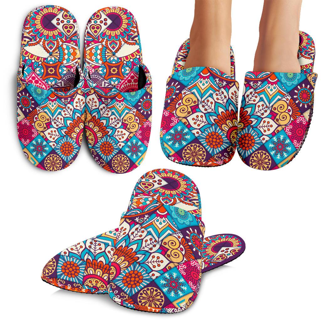 Ethnic Bohemian Mandala Pattern Print Slippers