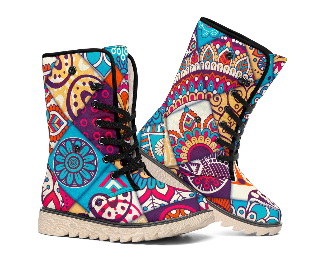 Ethnic Bohemian Mandala Pattern Print Winter Boots