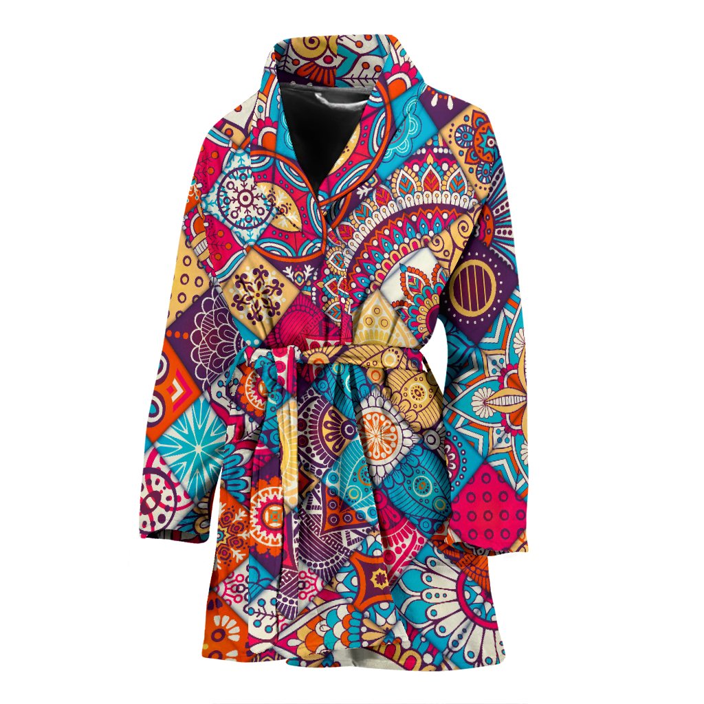 Ethnic Bohemian Mandala Pattern Print Women's Bathrobe