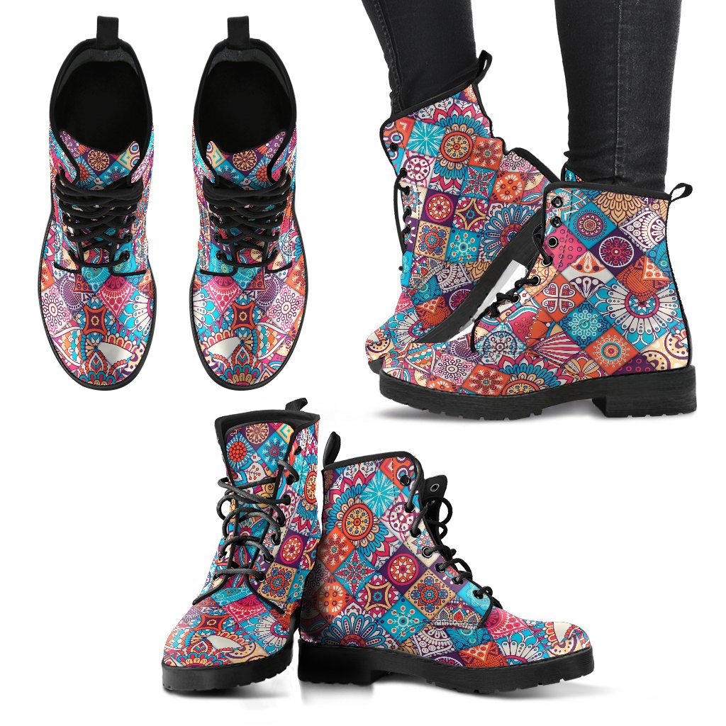 Ethnic Bohemian Mandala Pattern Print Women's Boots