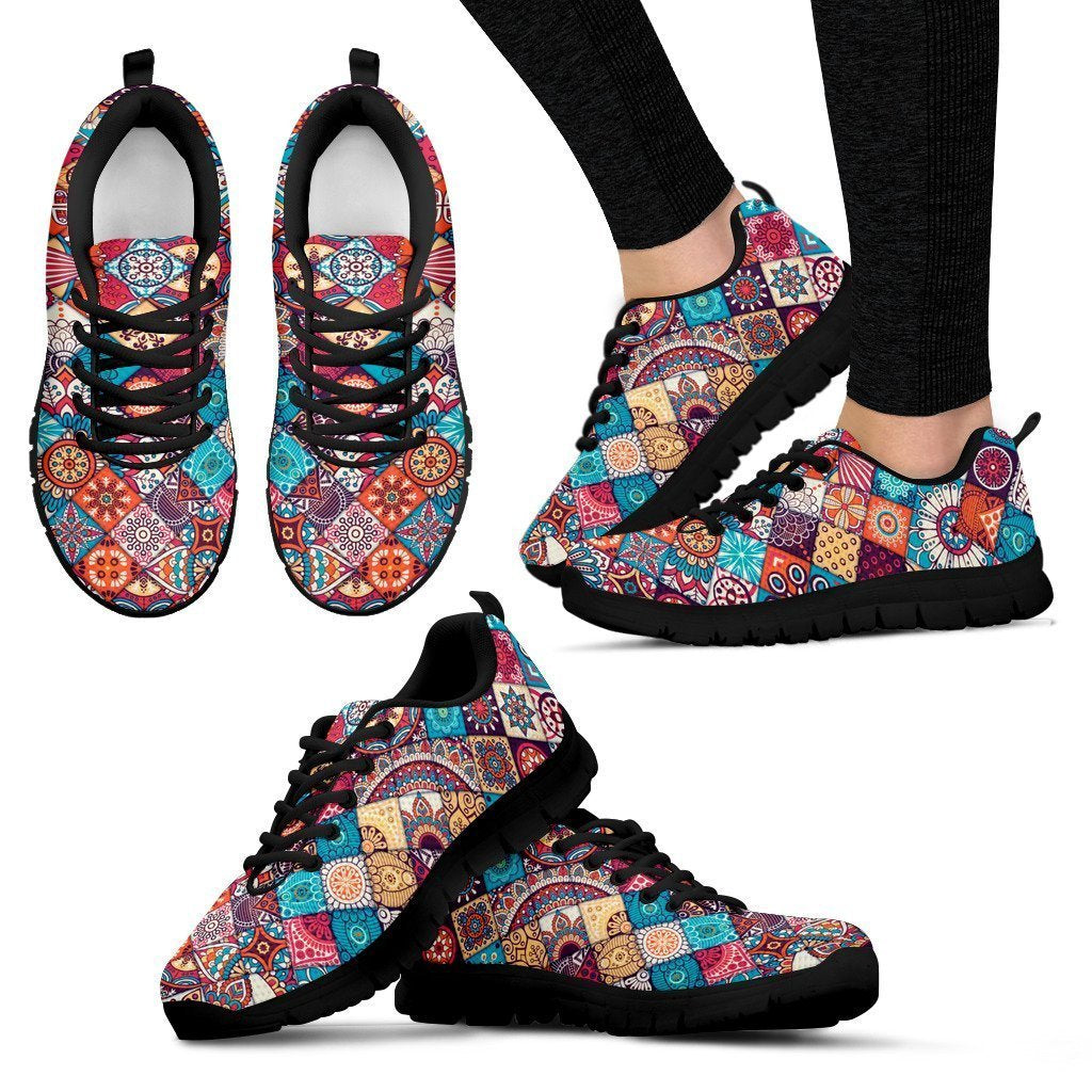 Ethnic Bohemian Mandala Pattern Print Women's Sneakers