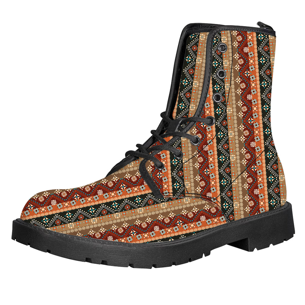 Ethnic Boho Tribal Pattern Print Leather Boots