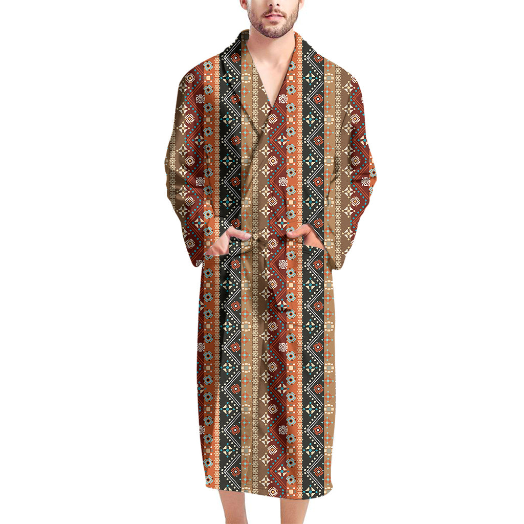 Ethnic Boho Tribal Pattern Print Men's Bathrobe