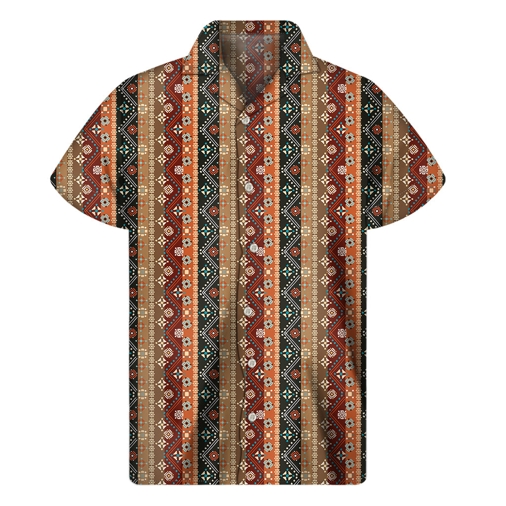 Ethnic Boho Tribal Pattern Print Men's Short Sleeve Shirt