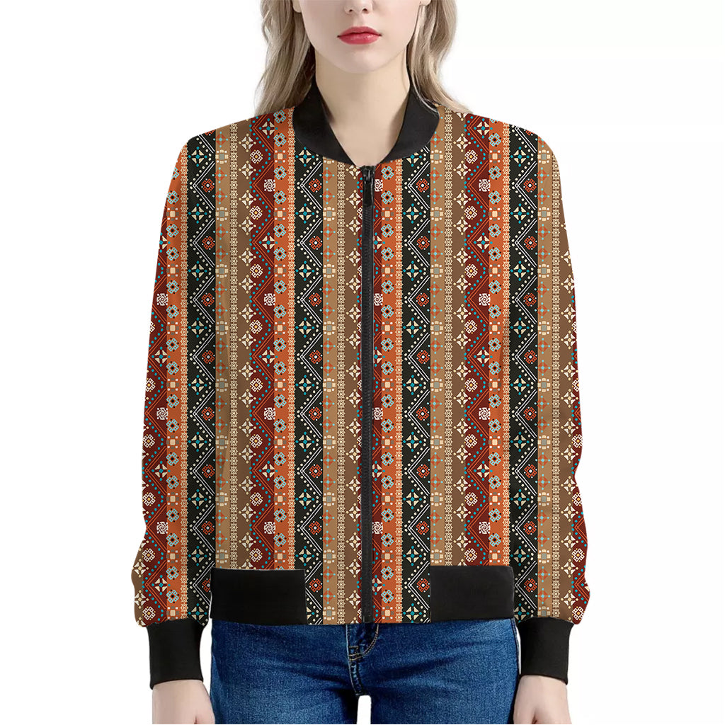 Ethnic Boho Tribal Pattern Print Women's Bomber Jacket